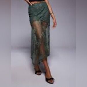 ASOS Green Sheer Maxi Skirt